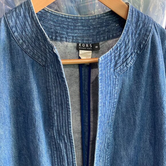 Michael Kors Womens Vintage Blue Denim Open Duster Jacket Size 8 Western - Picture 2 of 8